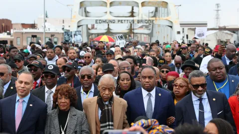 Congresswoman Waters Crossing Selma Bridge