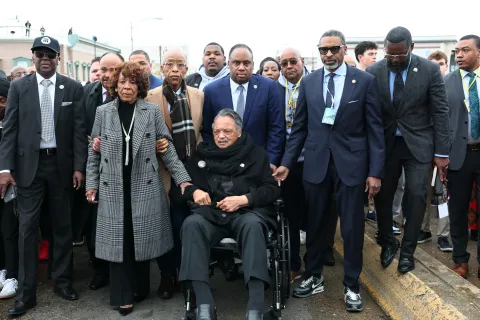Rep. Maxine Waters with Crowd on Selma Bridge